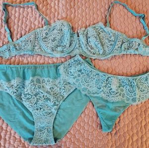 La Perla Studio turquoise lace bra (34C) and underwear set